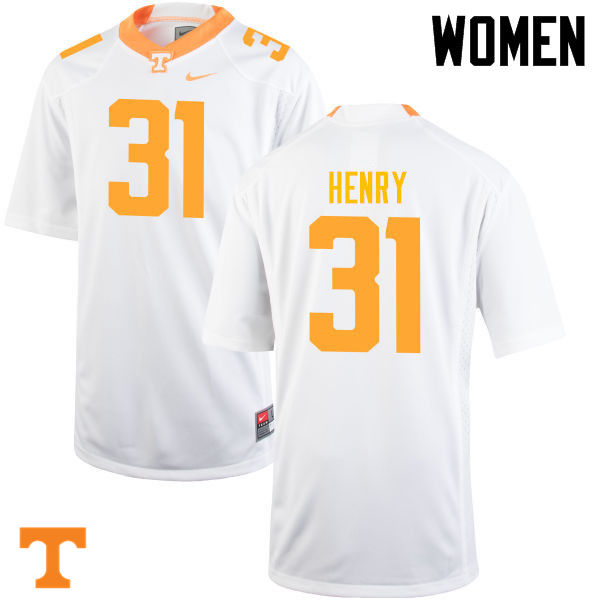 Women #31 Parker Henry Tennessee Volunteers College Football Jerseys-White